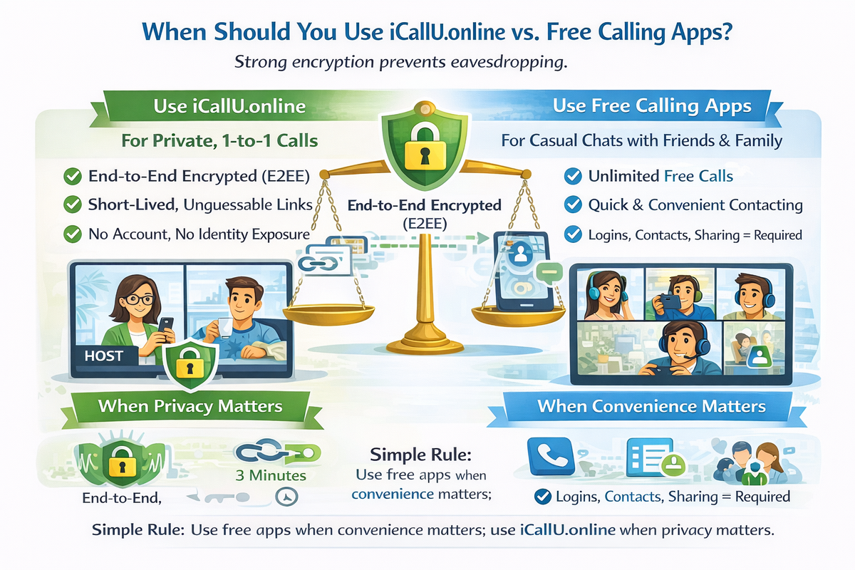 Who can benefit from iCallU.online? When should I use it vs. free calling apps?